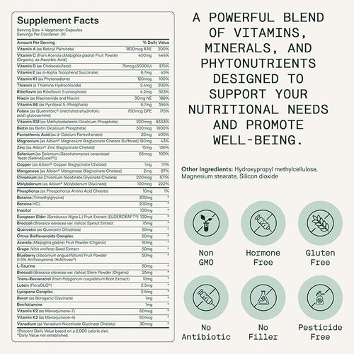 Adapt Naturals Daily Wellness Bundle – Bio-Avail Multivitamin &amp Magnesium Glycinate Supplement for Men &amp Women – 30-Day Supply