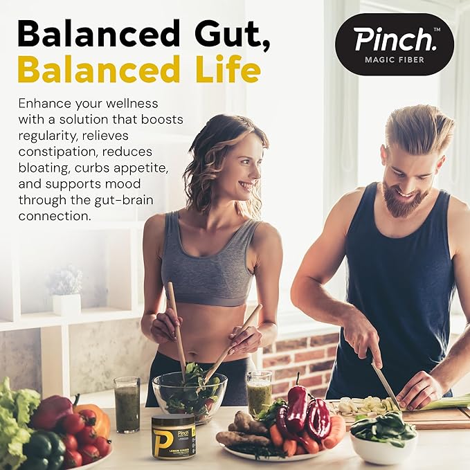 Pinch Magic Fiber &amp Shaker Combo | Prebiotic Psyllium Husk Fiber for Digestive Health Keto Vegan Low Sugar | BPA-Free Shaker for Smooth Mixing Travel-Friendly Dishwasher Safe | 28-Day Supply