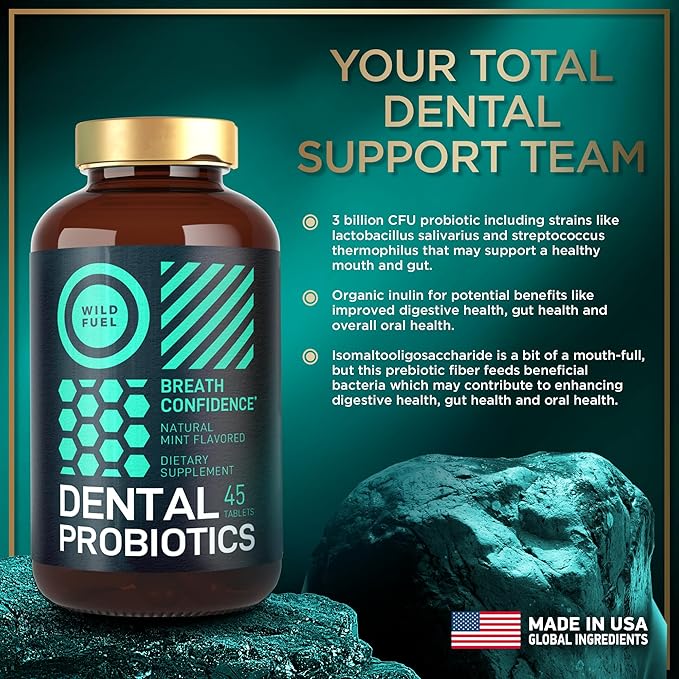 6-Pack Oral Probiotics for Mouth Bad Breath - 3 Billion CFU Advanced Bad Breath Treatment Dental Probiotics for Teeth and Gums - 270 Prebiotic and Probiotic Lactobacillus Salivarius Tablets