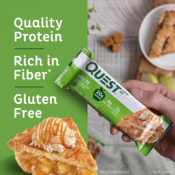 Quest Nutrition Apple Pie Protein Bar 20g Protein 4g Net Carbs 2g Sugar Gluten Free &amp White Chocolate Raspberry Protein Bars High Protein Low Carb Gluten Free Keto Friendly