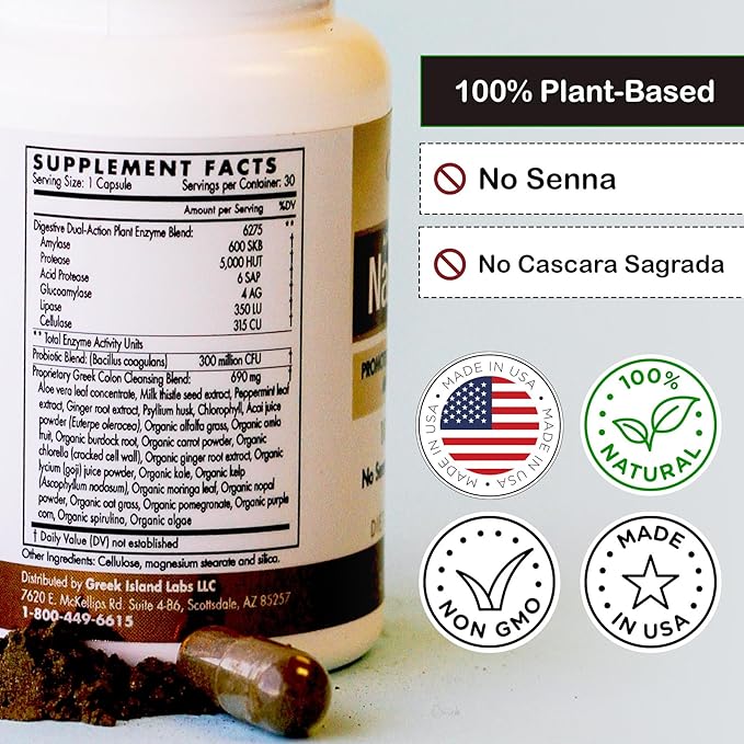 Natural Colon Cleanse Supplements – 30-Day Supply – Gentle Digestive Detox – Helps Reduce Gas Bloating &amp Constipation – Supports Healthy Gut Function