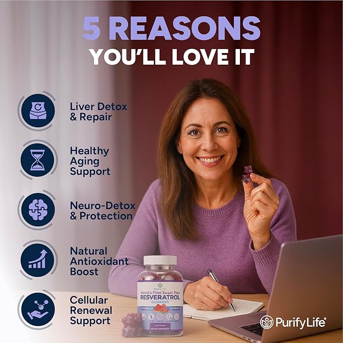 Sugar-Free Resveratrol Gummies - Potent Anti-Aging Antioxidant - Resveratrol Supplement to Support Digestive &amp Immune Health - Natural Herb for Cell Growth &amp Repair - Easy Chewable NMN Alterna