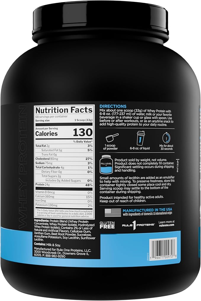 Rule 1 Whey Protein – 24g Fast-Acting Protein from All-Whey Sources with Naturally Occurring EAAs &amp BCAAs for Workout Recovery or Anytime Use (5 Pounds* Fruity Cereal)