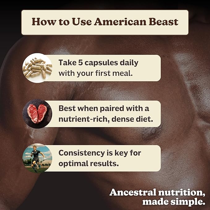 MK Supplements American Beast Bison Organ Supplement for Athletes Supports Strength Endurance &amp Recovery Freeze-Dried Non-GMO Bison Liver &amp Bison Heart 30 Servings (3000 mg Each)