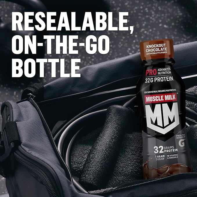 Muscle Milk Pro Series Protein Shake Knockout Chocolate 32g Protein 11.16 Fl Oz (Pack of 12)