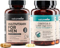 NatureWise [1] Multivitamin for Men - Non-GMO - 90 Capsules[45-Day Supply] + (Pack of 2) Omega 3 Fish Oil 1000mg + Vitamin E - Wild-Caught - 60 Softgels[30-Day Supply]