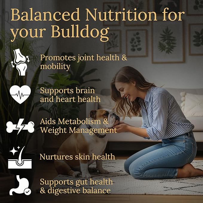 Multivitamins Balanced Nutrition for Your Bulldog 90 Count Made in The USA with Real Bacon