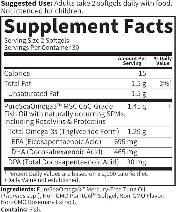 Garden of Life Dr. Formulated Advanced Omega Fish Oil - Lemon 1290mg EPA DHA + DPA in Triglyceride Form Single Source Omega 3 Supplement for Ultimate Brain &amp Heart Health Non-GMO 60 Softgels