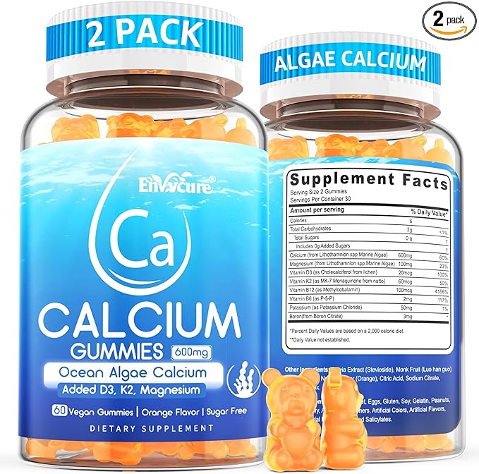 Calcium Gummies 600mg - Calcium Supplement for Women Ocean Algae Calcium | Vitamin D3 K2 Magnesium | for Bone Strength Muscle &amp Immnue | Sustainably Sourced Algae Calcium 70+ Mineral Vegan2