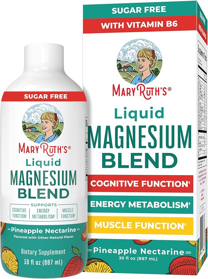 Liquid Magnesium Supplement by MaryRuth's | Magnesium Complex with Magnesium Glycerophosphate + Magnesium Bisglycinate + Taurate + Malate | Ages 4+ | Cognitive Function | Bone Health | Vegan | 30oz