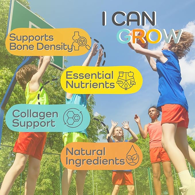 I Can Grow Day-Time for Kids 10+ &amp Teens | Growth &amp Development Support with L-Arginine Colostrum Calcium D3 Magnesium Zinc | Bone Strength Focus | 90 Capsules