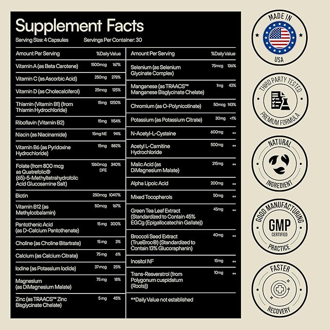 Heylo Multi+ Advanced Multivitamin Supplement – Boosts Energy Enhances Immune Support Provides Antioxidant Protection Promotes Detoxification with Vitamins Minerals Phytonutrients 120 Capsules
