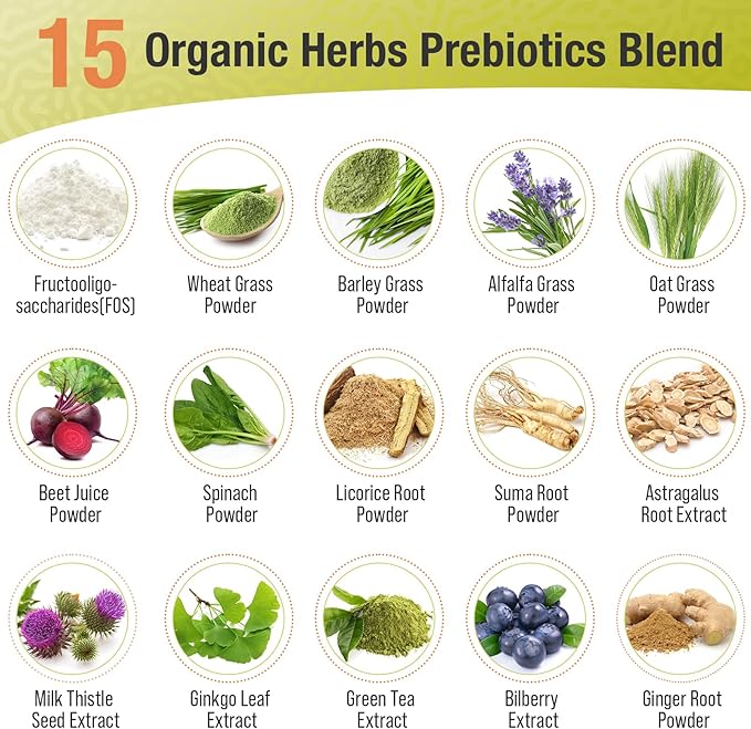Probiotics for Women &amp Men - 300 Billion CFU 24 Strains + 15 Organic Herbs Prebiotics Blend Daily Probiotic for Digestive Health Immune Gut Bloating - 120 Vegetarian Capsule (120-Days Supply)