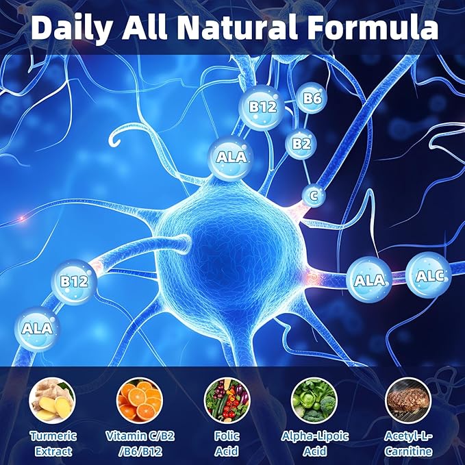 Nerve Support Plus Nerve Supplement Alpha-Lipoic AcidTurmeric Extract B12 Vitamins and Herbal Blend for Fortify Nerve Health 120 Capsules