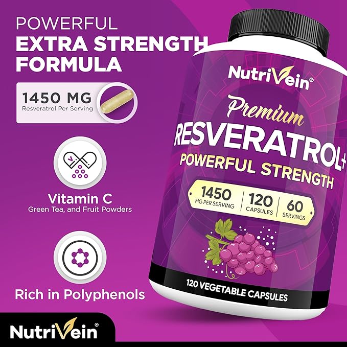 Nutrivein Premium Sea Moss Capsules &amp Resveratrol Supplement Bundle: High-Absorption Resveratrol Capsules and Irish Sea Moss for Digestion Vitality &amp Repair