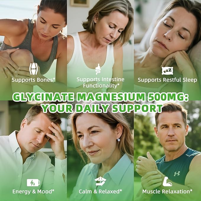 Magnesium Glycinate 500mg Softgels Supplement Small Easy to Swallow Magnesium Gelcaps High Absorption for Night Leg&ampSleep Support Muscle&ampBone Calm Non GMO 120 Gelcaps 60 Day Supply