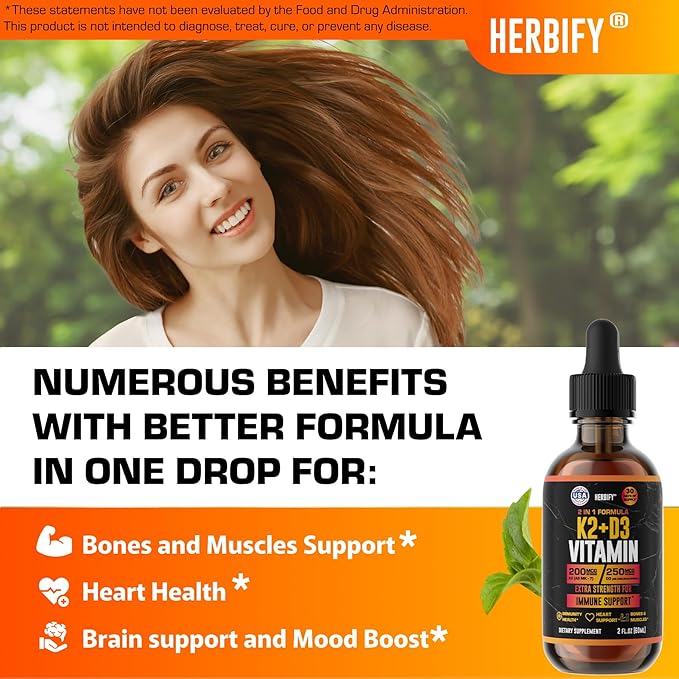 Vitamin D3 K2 Drops – Liquid Vitamins for Women Men &amp Teen - Bone Strength Supplements - D3 K2 Mt Vitamins for Immune Support &amp Heart Health - Vitamin D3 10000 Iu Liquid K2 Drops – 2 oz