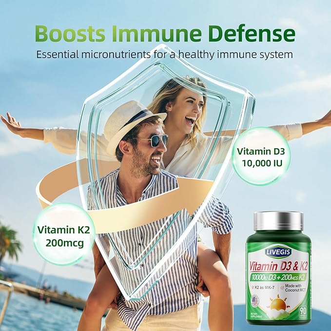 Vitamin D3 K2 Softgels Vitamin D3 10000 IU with K2 (MK-7) 200 mcg with Coconut Oil Softgels Easy to Swallow 2 in 1 Vitamins D &amp K Combo * 3 Packs (270 Counts)