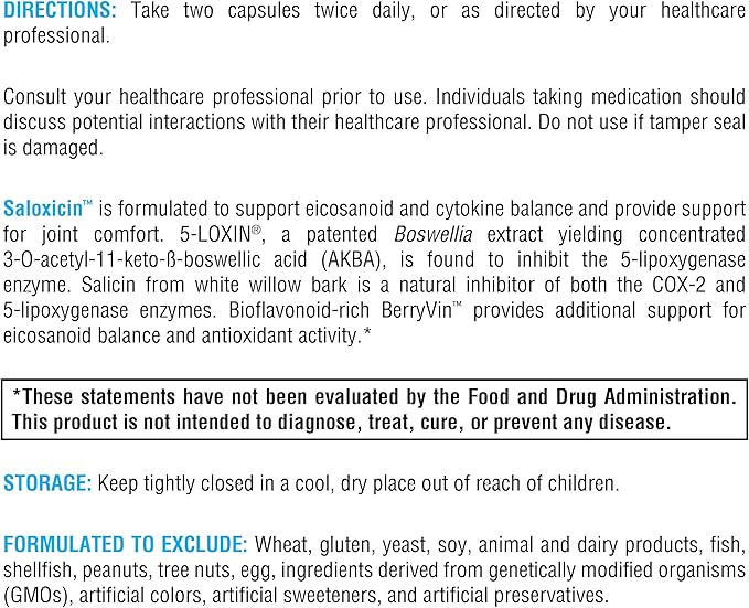 XYMOGEN Saloxicin - Antioxidant Support Supplement - Grape Seed Extract Pomegranate Fruit &amp Cranberry Supplement - White Willow Bark &amp Boswellia Extract Capsules (120 Capsules)