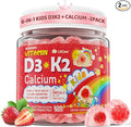 Vitamin D3 K2 + Calcium Liquid-filled Gummies for Kids &amp Teens 1000IU / 2000IU D3 with Magnesium Algal Omega 3 Kids Vitamins for Bones &amp Teeth Calcium Absorption Brain Immune Sugar-Free