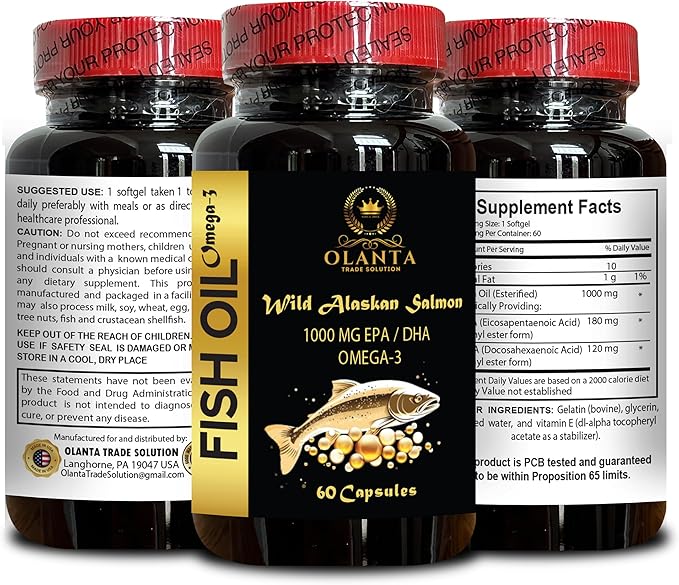 Fish Oil with EPA &amp DHA | Supports Joint Function | Fish Oil Supplement from 8 Deep Sea Fishs | Immune Support - 2 Bottles 120 Capsules