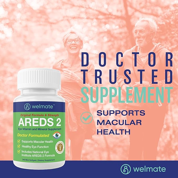 WELMATE AREDS 2 Eye Vitamins 240 Mini Softgels (4 Month Supply) - Lutein 5mg and Zeaxanthin 1mg with Vitamin C E Zinc - Gluten Free