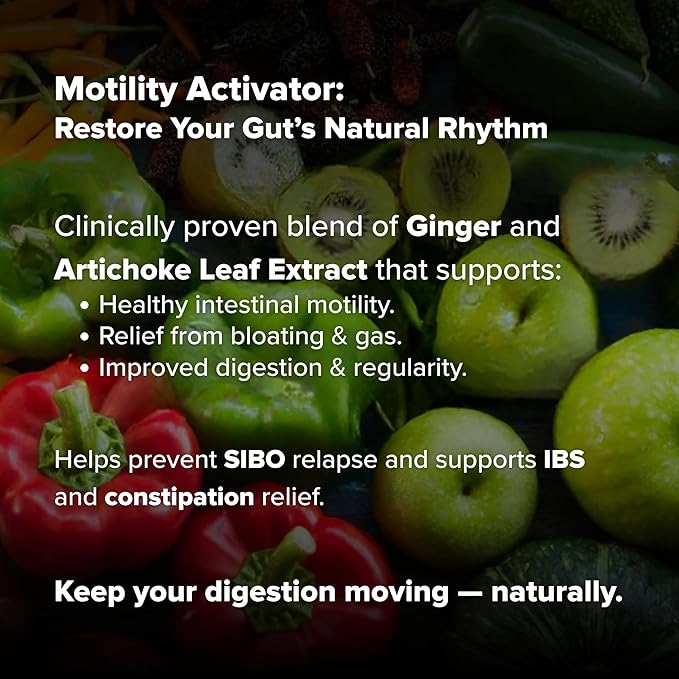 Motility Activator by Dr. Rajsree MD | Digestive Support for Gas Bloating &amp Occasional Constipation | Promotes Small Intestine Movement | Ginger &amp Artichoke Extract | 60 Capsules