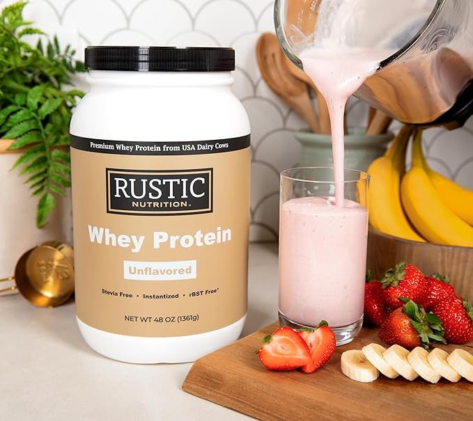 Premium Whey Protein Powder USA-Sourced No RBST/RBGH No Stevia or Sucralose Instantized Non-GMO Soy &amp Gluten Free (Unflavored 48 Oz)