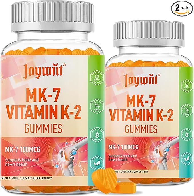 Vitamin K2 MK-7 Gummies 100mcg Extra Strength K2 Vitamin Supplement for Bone &amp He-Art Support Chewable Natural Orange Flavor Non GMO Vegan 120 Gummies