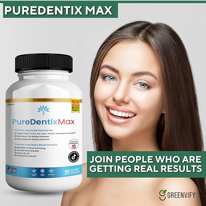 DentimPure Max Extra Strength Probiotic Supplement with 40 Billion CFU – Supports Teeth Gums Ear Nose Throat &amp Digestive Health – 60 Capsules (4)