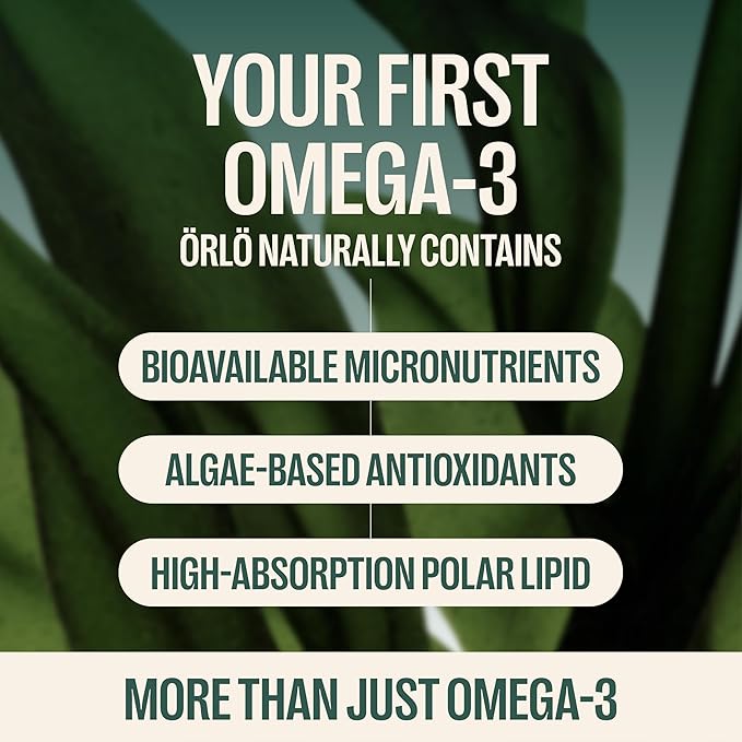 Orlo Vegan Omega 3 Algae Oil 1000mg - Natural Icelandic Nordic Omega-3 EPA &amp DHA Supplement - Fish Oil &amp Krill Alternative for Heart &amp Brain – 120 Easy-to-Swallow Burpless Mini Softgels &a