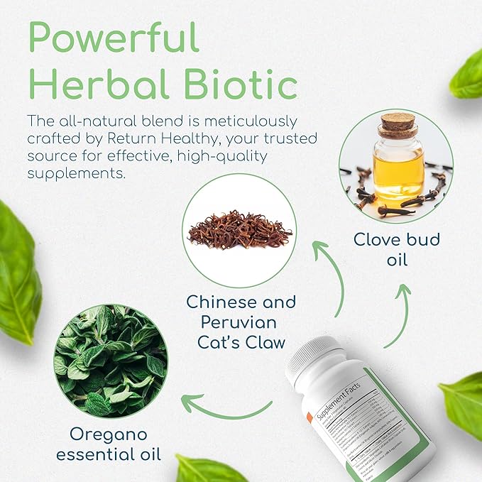 Herbal Biotic Immune Support Vitamins Natural Immune System Booster for Adults Immune Support Supplement Enriched with Cat’s Claw for Probiotic Balance Digestive Health 120 Vegan Capsules