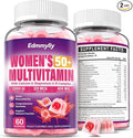 Womens Multivitamin Gummy 50 and Over - Chewable Multi Vitamin A C D3 E K2 &amp B Complex Folate Biotin Calcium Magnesium - Support Energy Immune &amp Over-All Health