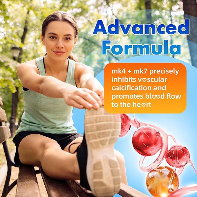 2 Pack Sugar-Free Vitamin K2 Gummies Dual Formula Vitamin K2 Supplement with MK-7 &amp MK-4 Supports Bone Health Gluten-Free Non-GMO Sugar-Free Strawberry Flavor 120 Gummies