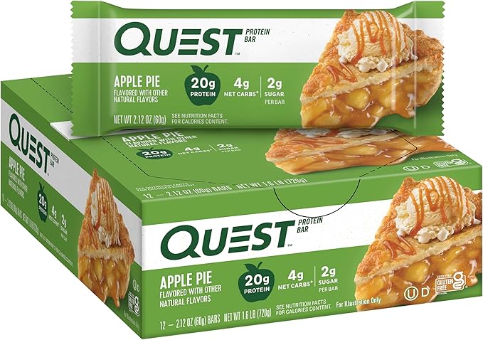 Quest Nutrition Apple Pie Protein Bar 20g Protein 4g Net Carbs 2g Sugar &amp Tortilla Style Protein Chips Variety Pack Chili Lime Nacho Cheese