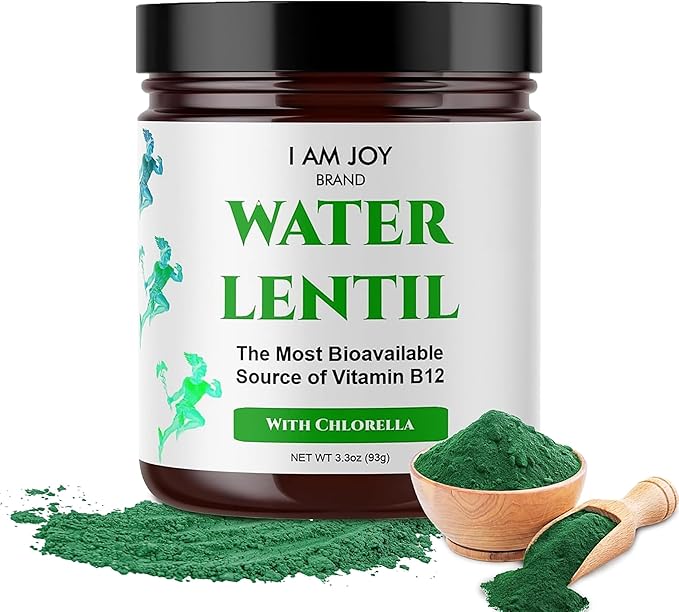 I Am Joy co. Water Lentil Protein Powder with Chlorella Plant Based Vegan Duckweed Rich in Natural B12 Vitamin Non GMO Gluten Free Sugar Free Sustainably Grown 3.3 oz ( 93g) Jar