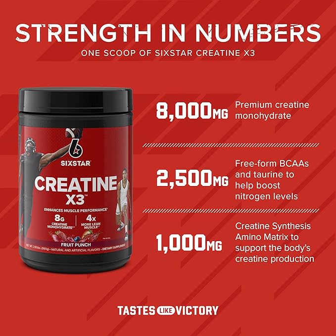 Six Star Elite Series 100% Whey Protein Plus Triple Chocolate 1.8lbs US &amp Creatine Powder Creatine X3 | Creatine HCl + Creatine Monohydrate Powder