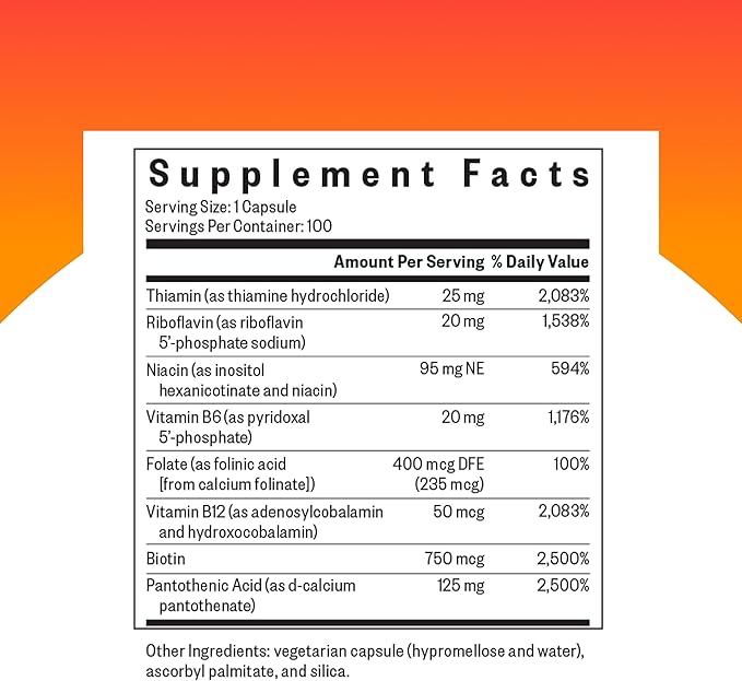 Seeking Health B Complex MF - Vitamin B Complex with Folate Niacin &amp Folinic Acid - Support Energy &amp Immune System Health with B Vitamins - 100 Capsules
