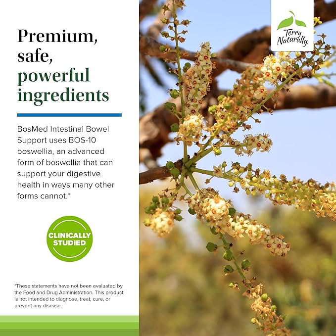 Terry Naturally BosMed Intestinal Bowel Support - Digestive &amp Intestinal Support Supplement - Bowel Health Supplement - Gut Health Support with Coriander Fennel Carraway &amp Peppermint - 60 So