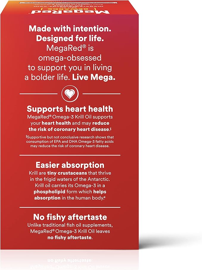 MegaRed - Omega-3 Krill Oil 350mg Softgels (130 Count in A Bottle) EPA &amp DHA Omega-3 Fatty Acids with No Fishy Aftertaste Unlike Fish Oil Contains Antioxidant Astaxanthin