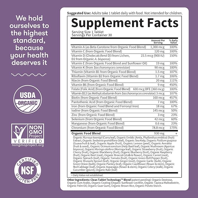 Garden of Life Organics Prenatal Vitamin: Folate for Energy &amp Healthy Fetal Development Non-constipating Iron Vitamin C B6 B12 D3 – Organic Non-GMO Gluten-Free Vegan 30 Day Supply