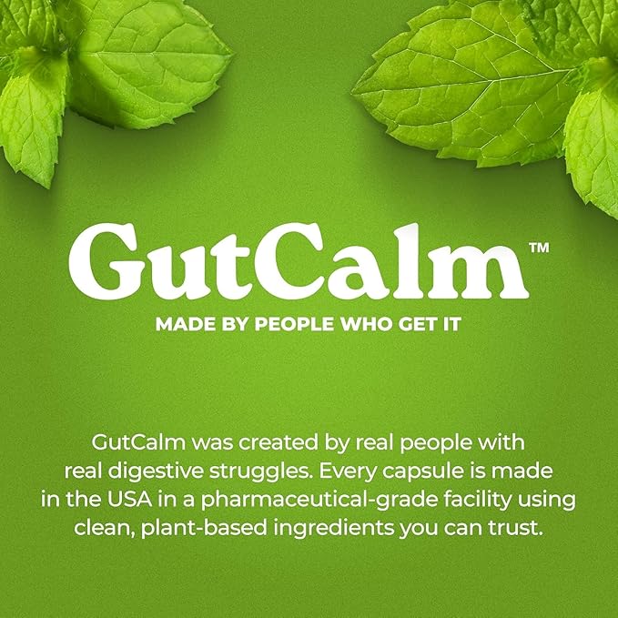 GutCalm - IBS Relief - Peppermint Oil Capsules - Bloating Gas Constipation and Digestive Comfort Supplement - 48 Capsule Bundle - 96/ct