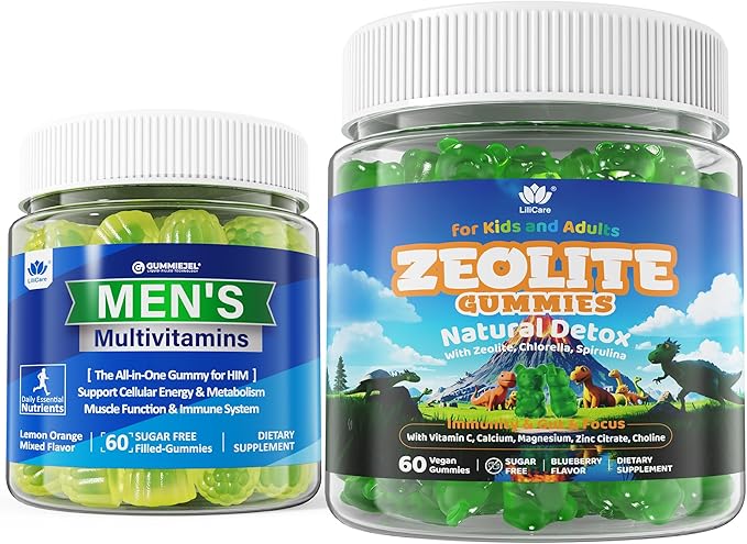 Zeolit Detox Gummies for Kids &amp Adults + Mens Multivitamins Gummies for Energy Immunity
