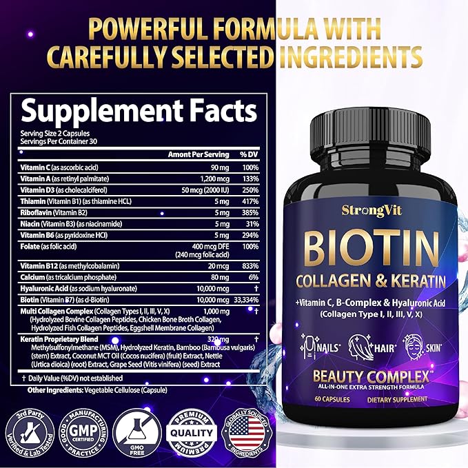 Biotin Supplements &amp Quercetin Complex Bundle (120 Capsules)