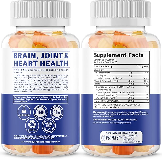 Number One Nutrition N1N Premium Men's Daily Multivitamin [Vitamins A C E D Magnesium Zinc] and Omega 3 6 9 + DHA Gummies [Vegan Plant-Based] 2 Pack Bundle