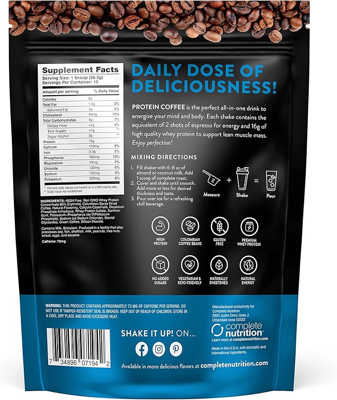 Complete Roast - Vanilla - Gourmet Coffee Protein - All Natural 15 Servings