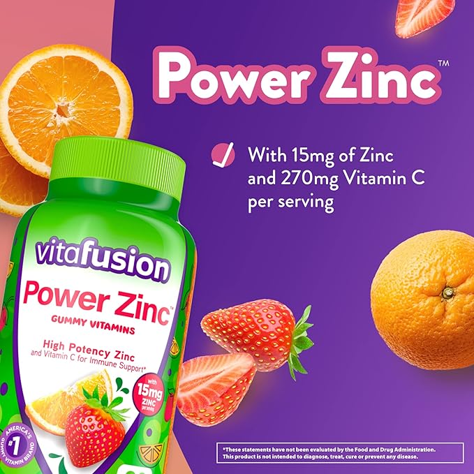 Vitafusion Extra Strength Biotin 5000 mcg and Power Zinc 15 mg Gummy Vitamins 100 and 90 Count