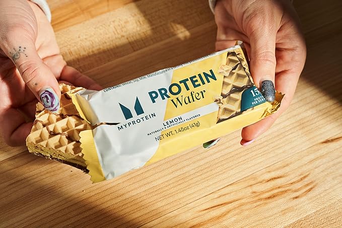 Myprotein Protein Bars Crispy Protein Wafers 15g High Protein Snacks Box of 10 Lemon Wafers Packs Milk &amp Whey Protein Isolate Light &amp Crunchy