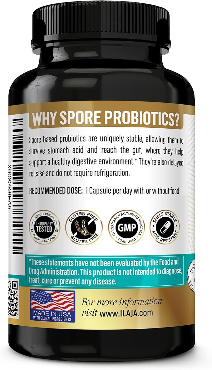 Spore Supreme Spore Based Probiotic 120 Capsule x 10 Billion / 4 Strain Formula - 4 Month Supply - No Refrigeration Needed Acid Resistant Strains Dairy Free