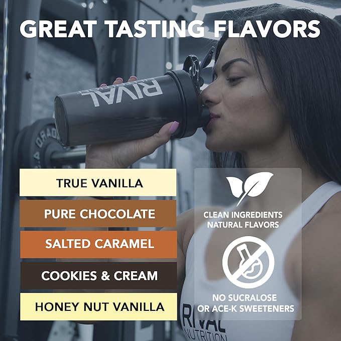 RIVAL NUTRITION Clean Rival Whey – 5LB Salted Caramel – 100% Whey Protein Powder Whey Isolate Primary Source | 25g Protein Muscle Gain/Recovery | All Natural No Artificial Ingredients - 69 Servings